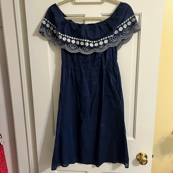 Calypso St. Barth Dresses | Calypso For Target Off The Shoulder Dress | Color: Blue/White | Size: Xs | Meagliz's Closet
